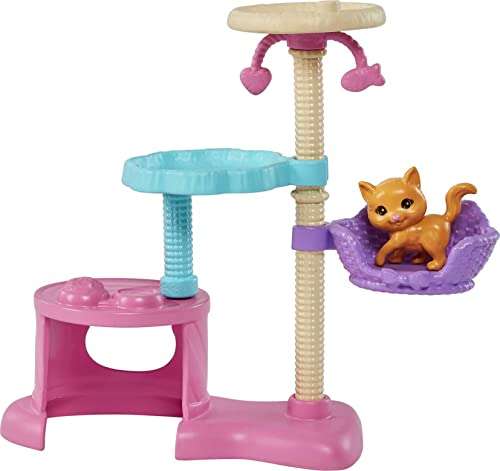 Barbie Kitty Condo Doll and Pets Playset with Barbie Doll (Brunette), 1 Cat, 4 Kittens, Cat Tree & Accessories - £12.99 @ Amazon
