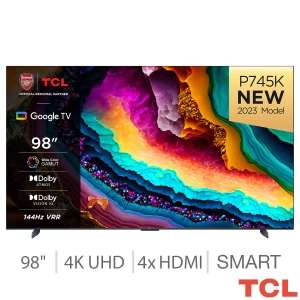 TCL 98P745K 98 Inch 4K Ultra HD 144hz Smart TV + 5 Year Warranty