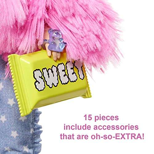 Barbie Extra Doll 3 - Pink Fluffy Coat with Unicorn Pig Pet - Playset with 15 Fashion and Pet Accessories - £14.99 @ Amazon