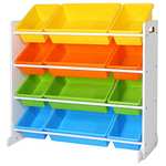 SONGMICS Children's Toy Storage Unit Playroom Display Stand Unit with 4 Colour Removable PP Container Box - with voucher