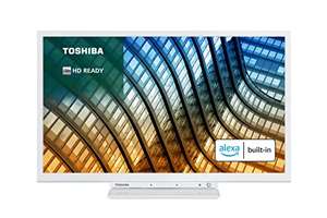 White Toshiba 24" smart TV, Alexa, Google, Freeview HD, Freeview Play, catchup, USB PVR, web browser, 768p £129.99 @ Amazon