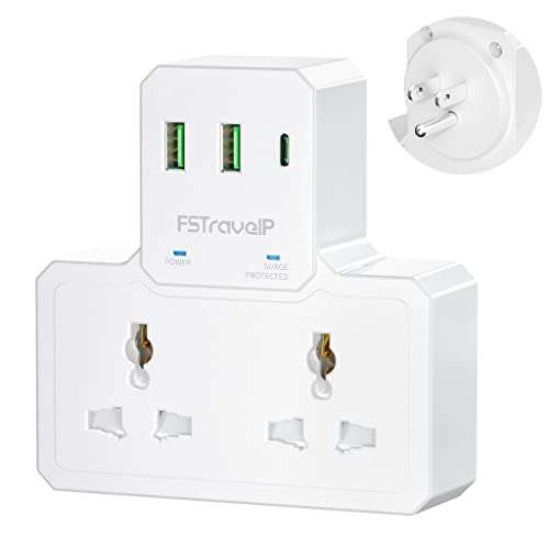 UK to USA Plug Adapter with 2 USB-A and 1 Type C Ports using Voucher - Sold  By MOFEI-TEC FBA