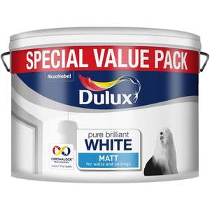 Dulux Pure Brilliant White Emulsion Paint 7.5L £16 Free Collection @ Wilko