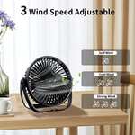 Nestling Desk Fan, Portable 360° Rotation 6" Desk Fan, 3 Speeds - Sold by Osmanthus fragrans Co., Ltd