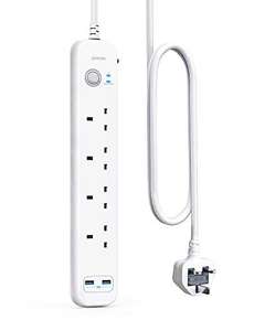 Anker Extension Lead with 2 USB Ports and 4 Wall Outlets, USB Charging and Surge Protection, 2M cable £11.99 @ Sold by AnkerDirect / Amazon
