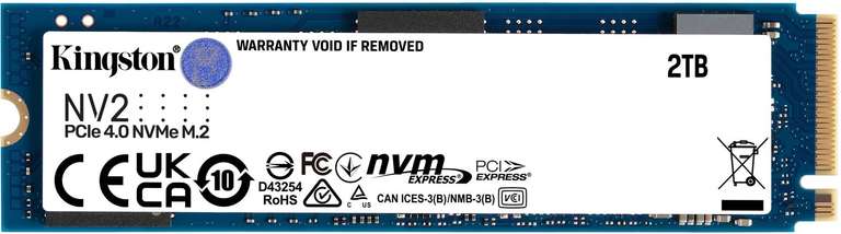Kingston NV2 M.2-2280 2TB PCI Express 4.0 x4 NVMe Solid State Drive £77.49 @ CCL