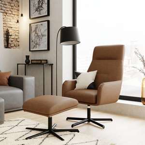 Hudson Faux Leather Swivel Chair and Footstool free C&C