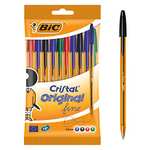 BIC Cristal Original Fine Ball Pens Fine Point (0.8 mm) - Assorted Colours, Pouch of 10