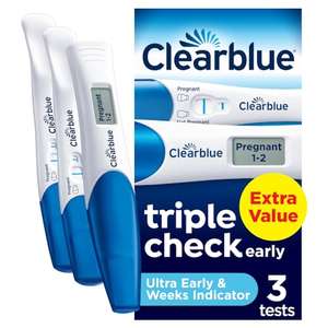 Clearblue Pregnancy Tests, Triple-Check & Date Combo Pack, Kit Of 3 Tests (1 Digital, 2 Visual) , 99% Accurate Results