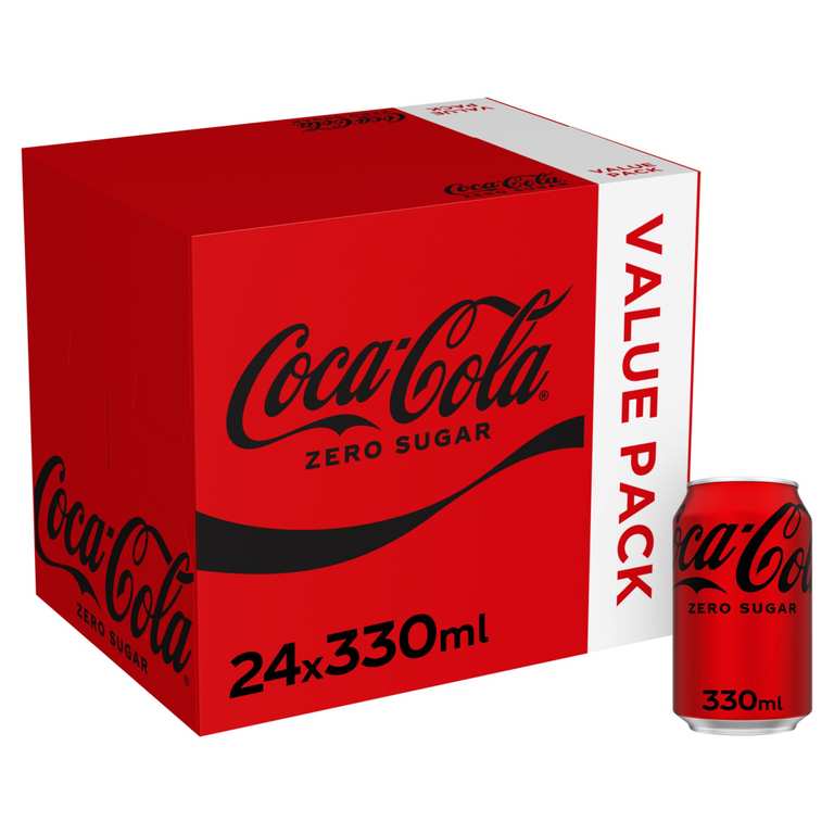 Coca-Cola Zero Sugar Soft Drink Cans, 24 x 330 ml / £6.65 S&S