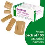 Safety First Aid Group HypaPlast 100 Assorted Fabric Plasters, Sterile Hypoallergenic with voucher