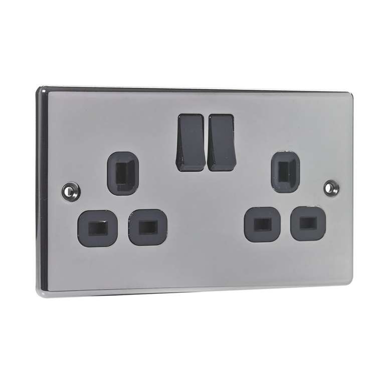 Wilko Twin 13 Amp Black Nickel Switch Socket - £4 instore only (limited locations) @ Wilko - free collection