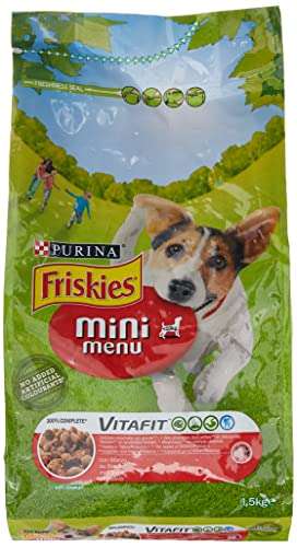 6 Packs of 1.5 kg PURINA FRISKIES Vitafit Mini Menu Dog Food <10 kg with Beef £7.64 (Temporarily out of stock) @ Amazon