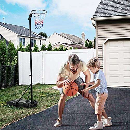 Yaheetech Netball Post Height Adjustable Stand Portable Regulation Hoop Full Size Basketball Net - £44.99 With Voucher @ Yaheetech / Amazon