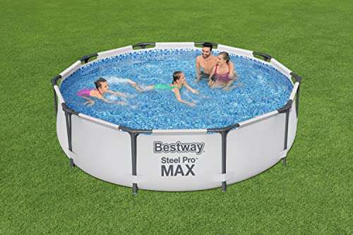 Bestway MAX Steel Pro Round Frame Swimming Pool with Filter Pump, Grey, 10 ft, 305 x 305 x 76 cm - Sold & Dispatched by Spreetail