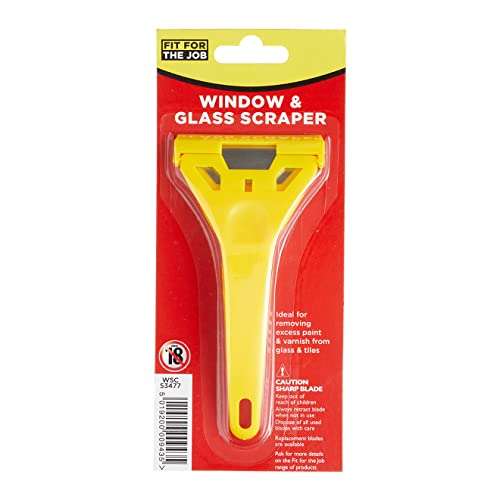Fit For The Job Window Scraper for Quick and Easy Removal of Paint, Adhesive, Stickers and More from Glass, UPVC, Wood and Metal Surfaces