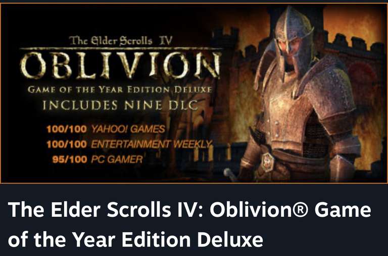 The Elder Scrolls IV: Oblivion Game of the Year Edition Deluxe PC Steam Key