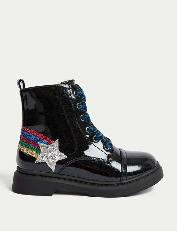 M&S Kids' Glitter Rainbow Star Boots (4 Small - 13 Small) + free click & collect