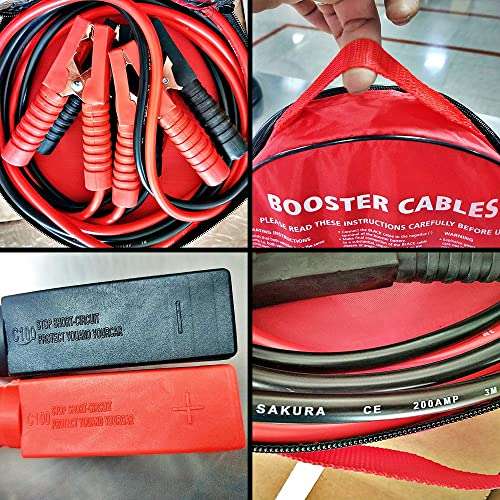 Sakura Booster Cables Jump Start Leads SS3625 - 200 Amp 3 m Colour Coded Clamp £10.49 @ Amazon