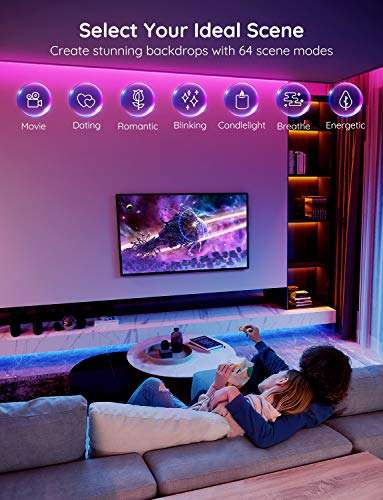 Govee 20M (2x10m) RGB LED Light Strip With Music Sync & App Control - £13.99 With Voucher (Prime Exclusive) @ Govee UK / Amazon