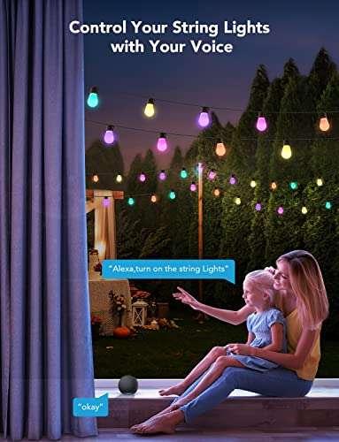 Govee Smart Outdoor LED String Lights (IP65 Waterproof & Smart App Control) (15m) - £38.99 @ Govee UK / Amazon