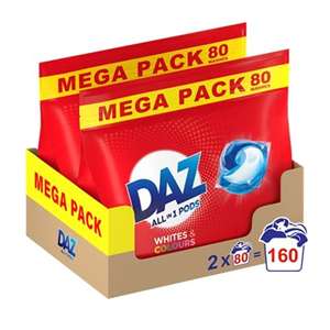 Daz All-in-1 PODS, Washing Liquid Laundry Detergent Tablets/Capsules, 160 Washes (80 x 2) £23.99 @ Amazon