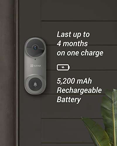 EZVIZ 2K Video Doorbell Battery-Powered Wireless Kit with Chime - £86.99 sold by Ezviz Direct @ Amazon