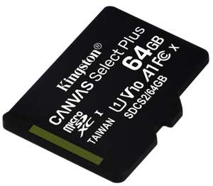 64GB - Kingston Canvas Select Plus microSD 100MB/s Read, UHS-I Speed Class, U1, V10 - No Adaptor - UK Mainland