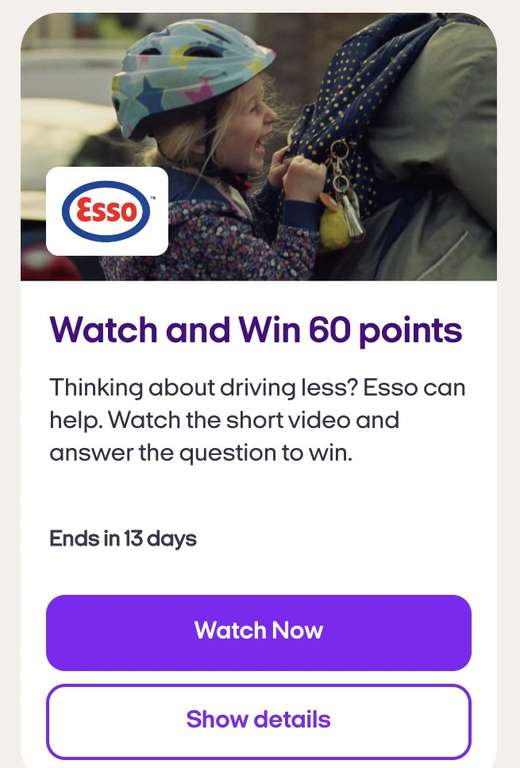 Free 60 Nectar bonus points - watch 1 minute Esso video and answer question (selected accounts) @ Nectar
