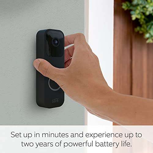Blink Video Doorbell, Black + Sync Module 2 + Echo Pop | Charcoal - Smart Home Starter Kit - £54.99 (Prime Exclusive) @ Amazon
