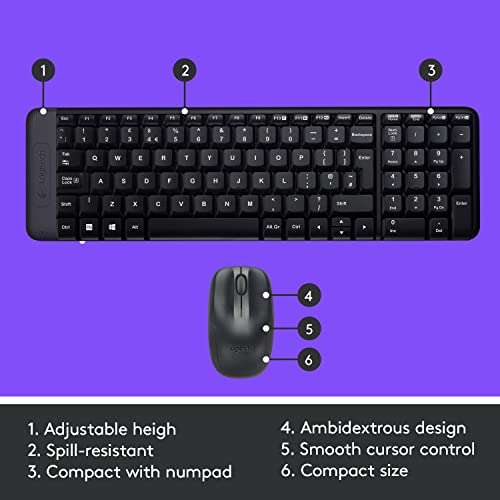 Logitech MK220 Compact Wireless Keyboard and Mouse Combo - £15.99 @ Amazon