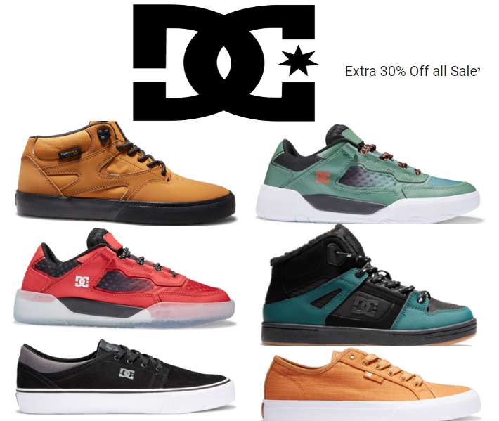 Extra 30% off all Sale with Discount Code (Plus Free Delivery for members)@ DC Shoes