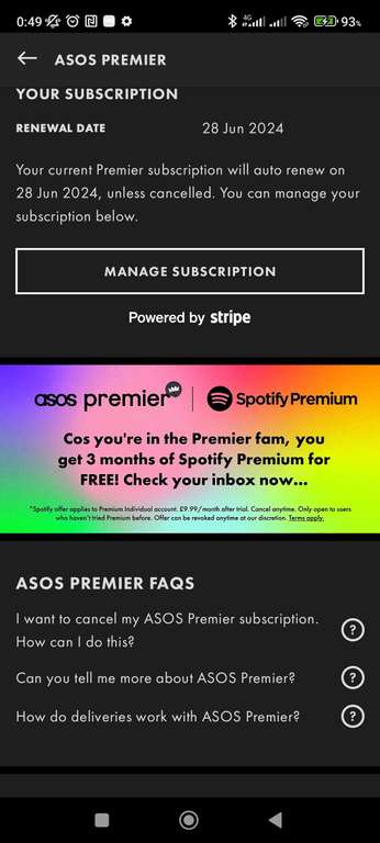 3 months free Spotify premium personal with ASOS Premier Subscription (new users only)