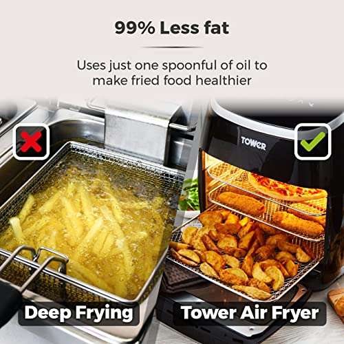 Tower T17039 Xpress Pro 5-in-1 Digital Air Fryer Oven with Rapid Air Circulation, 60-Minute Timer, 11L, 2000W, Black