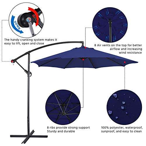 Yaheetech Cantilever Parasol Umbrella 2.7m Outdoor Sun Shade Banana Hanging Umbrella Parasol - Blue - Sold by Yaheetech UK - w/voucher
