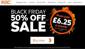 RAC Breakdown Cover - Black Friday Sale - from £6.25 per month (Just for your vehicle, new customers only)