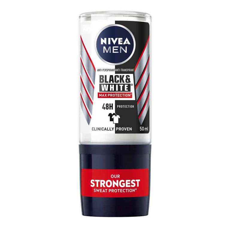 Nivea Men Black & White Max Protect Anti-Perspirant Deodorant Roll-On 50ml - £1.60 + Free Click & Collect @ Wilko