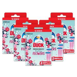 Duck Fresh Discs Toilet Cleaner Starter Kit, Sanitising & Descaling Toilet Bowl Gel, First Kiss Flowers, Pack of 5 x 36ml (S&S £9.50)
