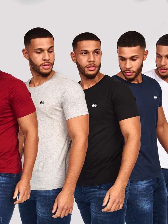 Dellmere 5 Pack of Assorted Colour T-Shirts W/Code