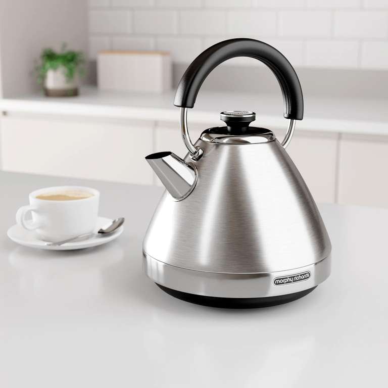 Morphy Richards Venture Pyramid Kettle - Brushed Stainless Steel - 1.5L - Rapid Boil - Metal - 100130