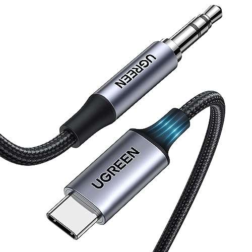 UGREEN USB C to Aux 1m Cable DAC Braided Stereo Type C to 3.5mm Aux Jack Cord for Car Audio w/voucher (UGREEN FBA)