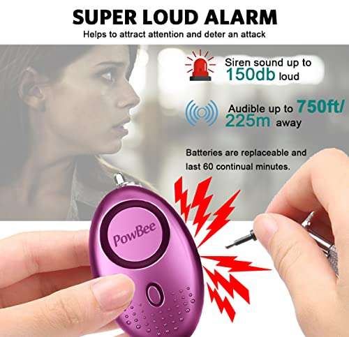 3 pack 150DB Personal Alarms Keychain with LED Light - Sold by Great Light Shop/FBA