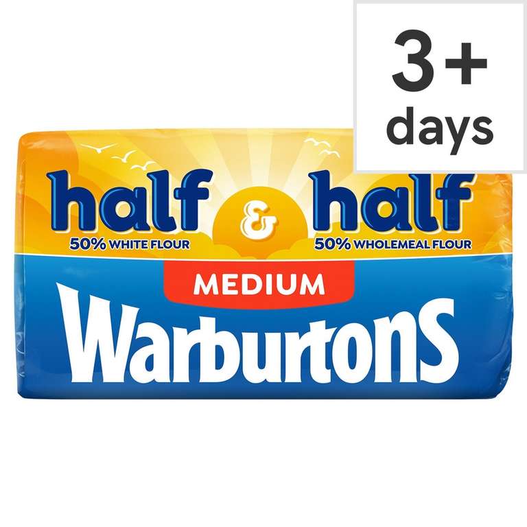 Warburtons Half And Half Medium Bread 800G 3 for 2 (£2.70) - Clubcard Price