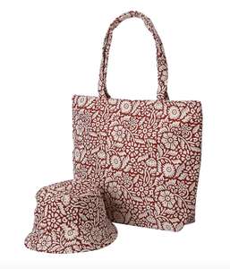 2 Piece Set - Floral Pattern Hat + HandBag with Zipper Closure - £4.99 + Free Delivery With Code - @ The Jewellery Channel