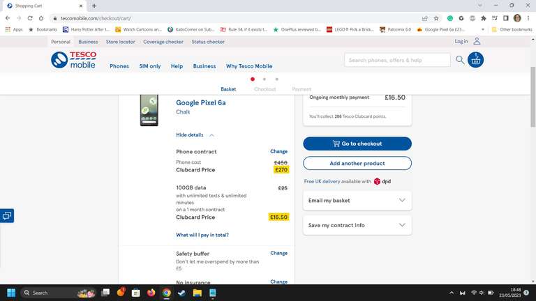 Tesco Mobile Google Pixel 6A - 1 Month Contract - £282.50 (for 12GB) and £286.50 (for 100GB) @ Tesco Mobile
