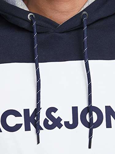 Jack & Jones Mens Colour Block Logo Sweater Pullover Fleece Hoodie size M only