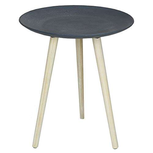 Charles Bentley Round Concrete Effect Side Table in Grey with 3 Pine Wooden Legs Scandi Style - £14.99 - Sold by Charles Bentley on Amazon
