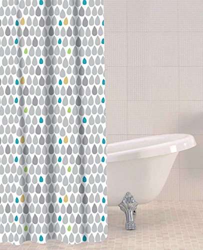 Sabichi Rain Drops Shower Curtain - 100% PEVA - Mould & Mildew Resistant 180x180cm
