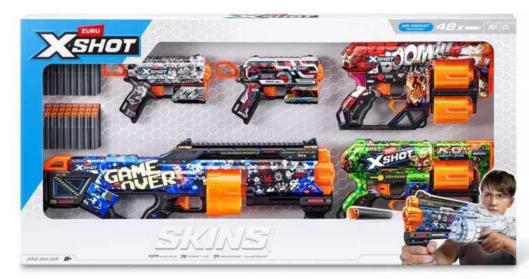 Zuru XSHOT Skins Ultimate Blaster (2 Darts) Includes 2 Flux Blasters, 2 Dread blasters and 96 Darts - Free C&C