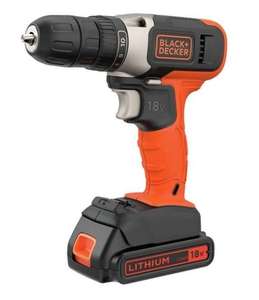 Black + Decker 18V Lithium-ion Drill Driver with Accessories (FREE click & collect)
